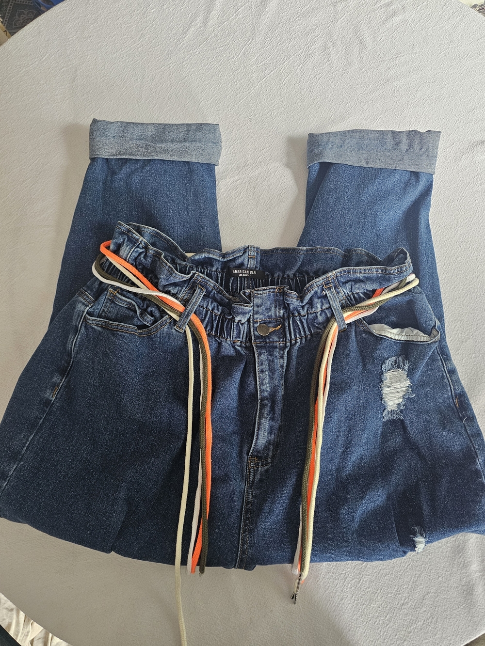 American Bazi Paperbag Waist Distressed Jogger Jeans - Size 1X
